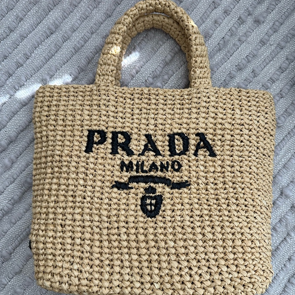 Prada Raffia Crochet Tote Bag Small - Picture 5 of 6